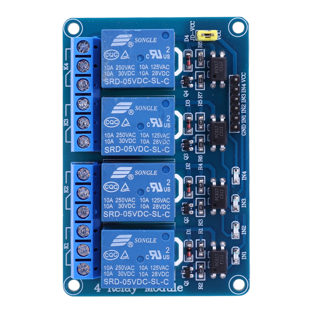 5V 12V 4 Channel Relay Board w - огляд і ціна Relay Module 4 Channel